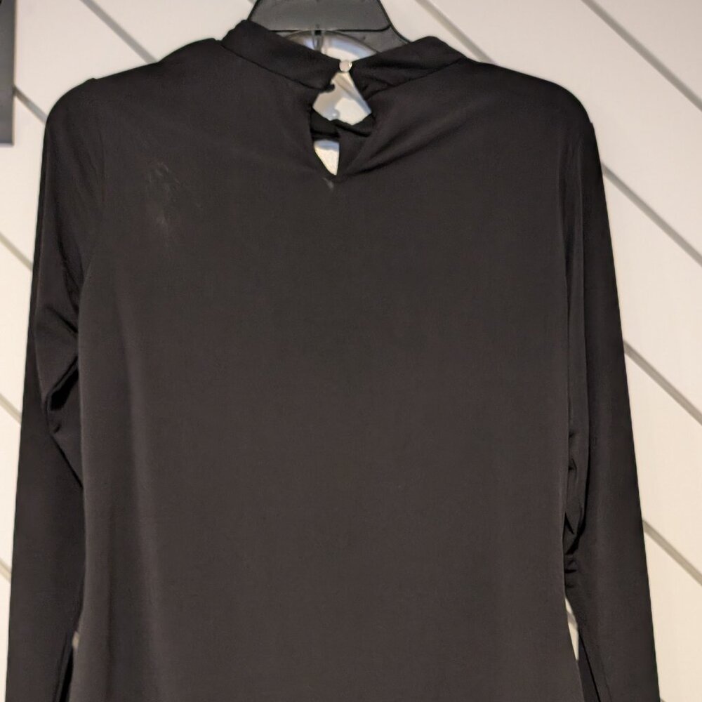 Calvin Klein Black Long Sleeve Keyhole Blouse Size Small - Picture 4 of 6